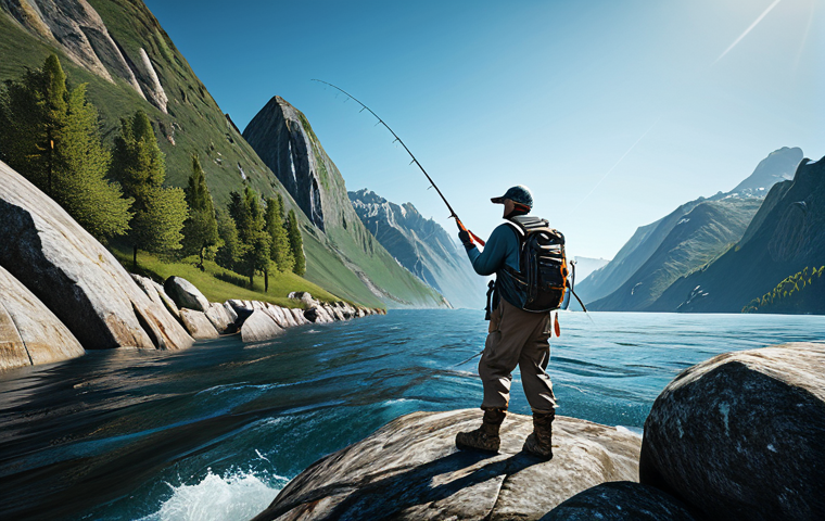 Prompt 1: Dynamic Rock Fishing Adventure**